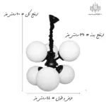 مشخصات-ابعاد-لوستر-مولکولی-6-شعله
