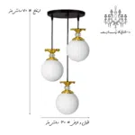 ابعاد-لوستر-آویز-سه-شعله-کریستال