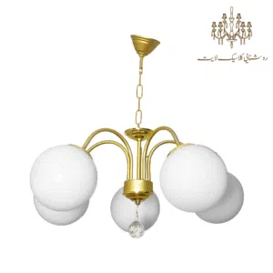 لوستر-پنج-شعله-شکوفا-طلایی